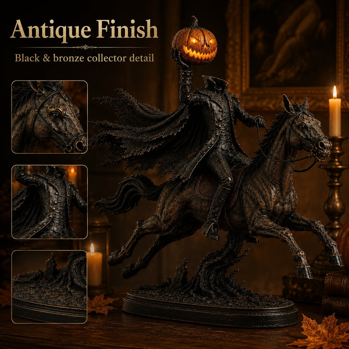 ⏰Limited Stock 50% OFF - 🎃🏇Midnight Chase Headless Horseman Statue | Awaken the Legend of the Hollow(✨Same as the video)