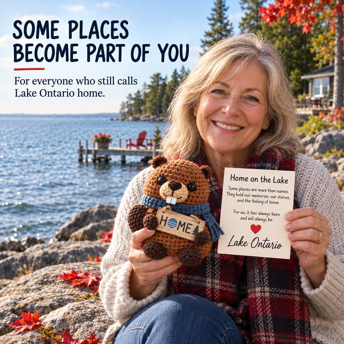 Lake Ontario Emotional Support Beaver | Canadian Crochet Keepsake with Message Card