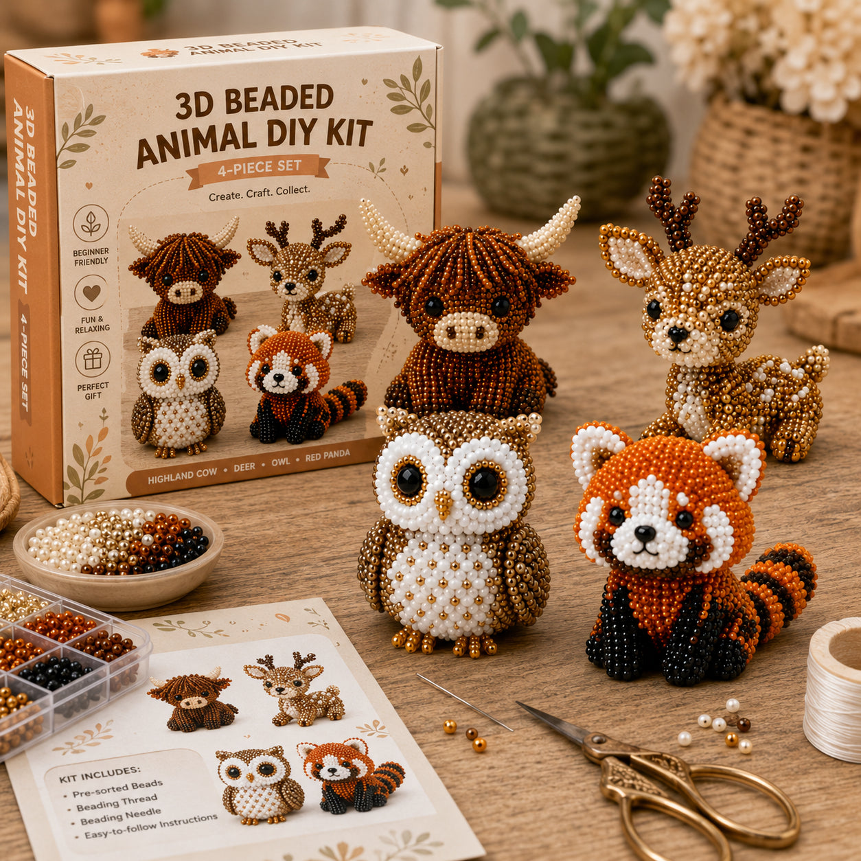 🧵✨ Tiny 3D Beaded Animal DIY Kit
