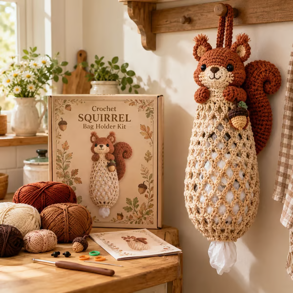 🧶Crochet Animal Bag Holder DIY Kit – Cute & Functional Hanging Storage Craft Kit