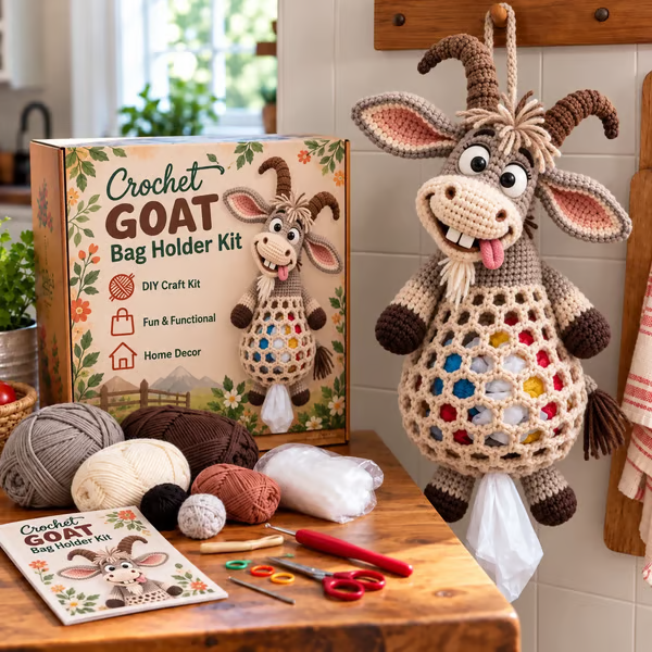 🧶Crochet Animal Bag Holder DIY Kit – Cute & Functional Hanging Storage Craft Kit