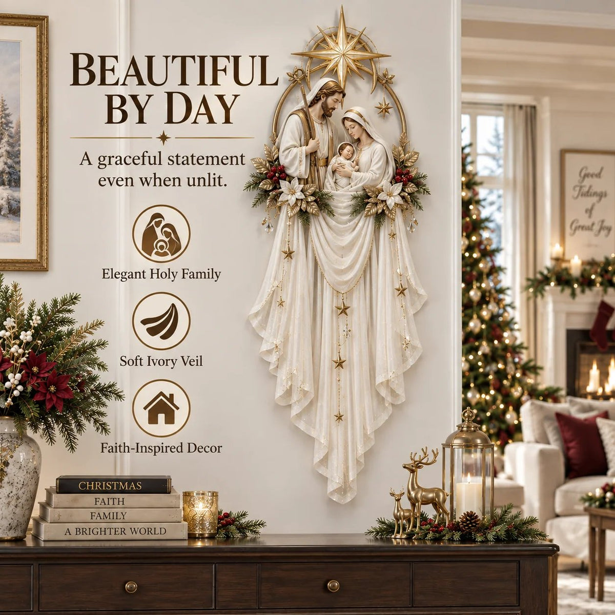 ✨49% OFF Today | Holy Family Star Veil™ – Meaningful Christmas Wall Decor