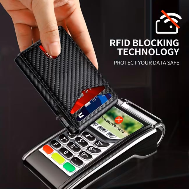 💥Last Day 49% OFF💥Wallet for Men - with Pop Up Aluminum Case Money Clip Slim Leather Slots Credit Card Holder RFID Blocking Bifold Minimalist Wallet