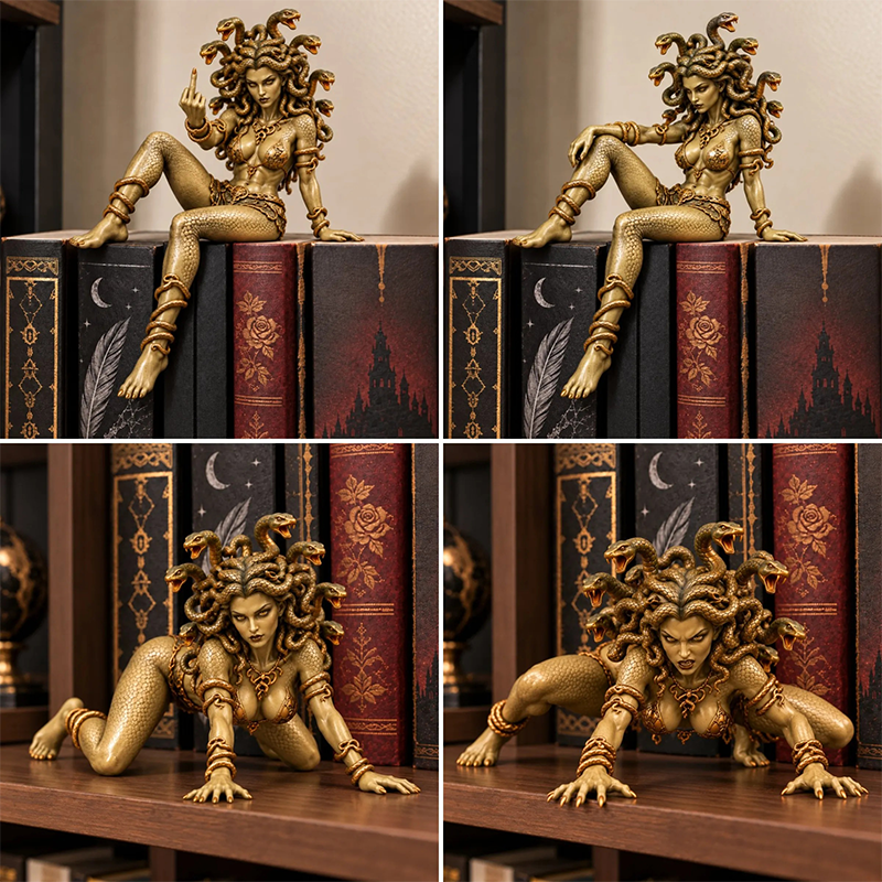 Medusa Goddess Snake Hair Statue, Greek Mythology Gothic Desk Ornament