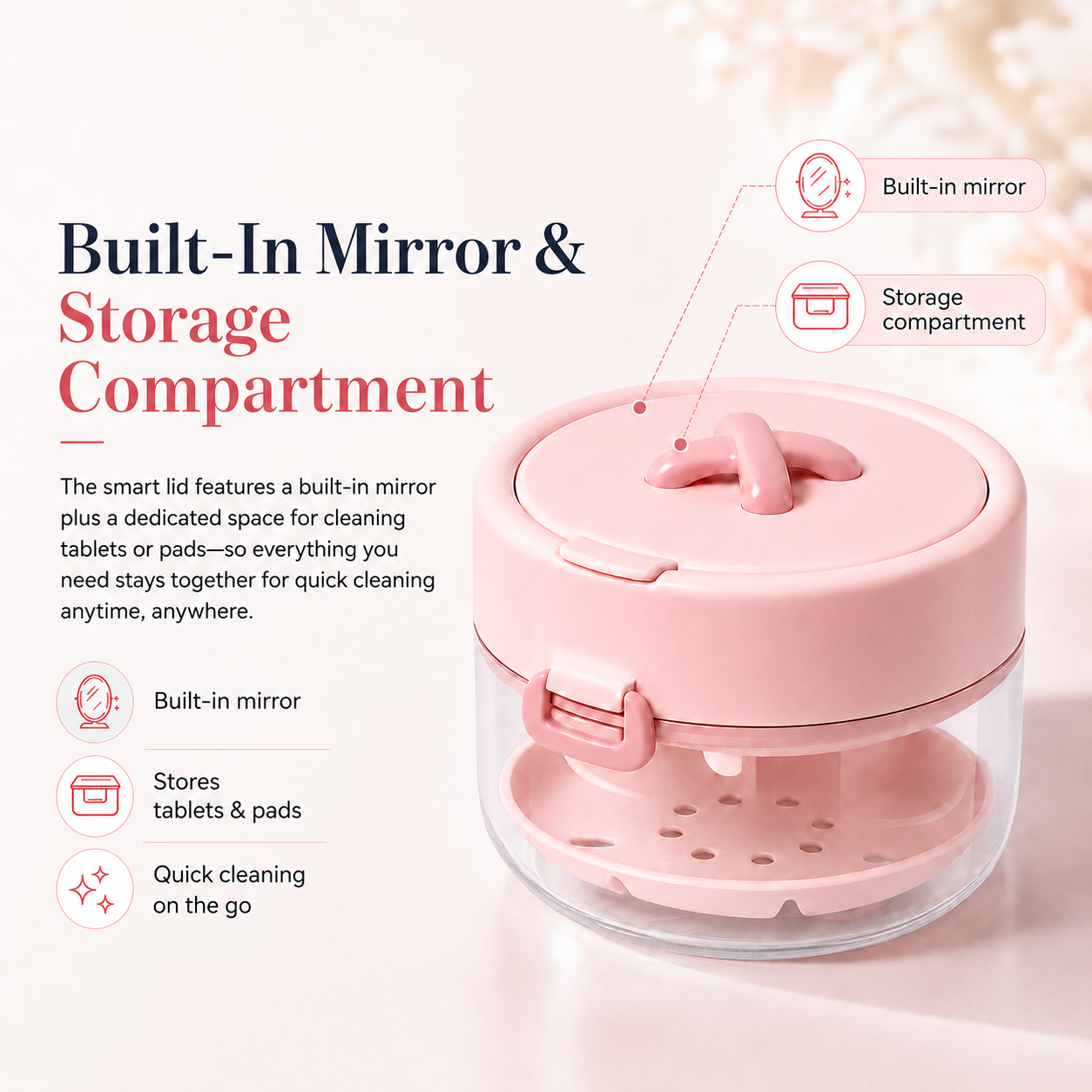 🦷 Portable Retainer Cleaning Case | Leak-Proof Travel Organizer with Mirror & Drain Tray