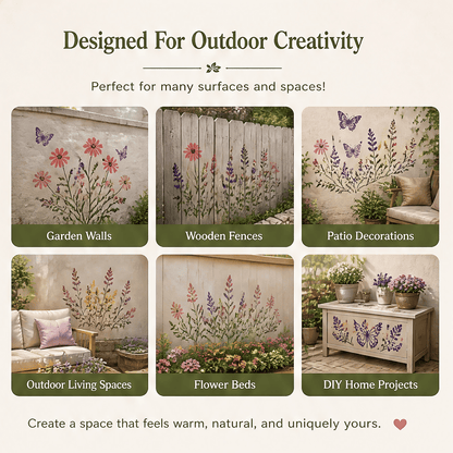 🌿 Garden Wall Stencil, Reusable DIY Kit for Walls, Fences & Patios