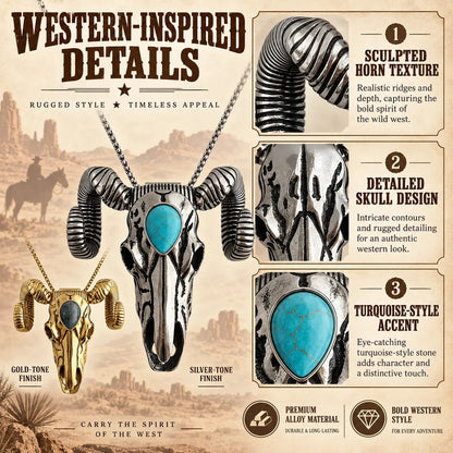🐐 ✨ Western Skull Pendant Necklace & Belt Clip