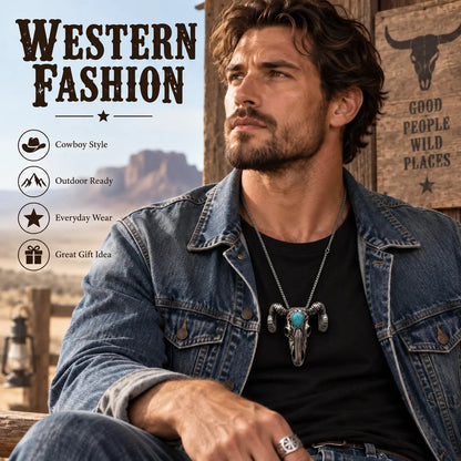 🐐 ✨ Western Skull Pendant Necklace & Belt Clip