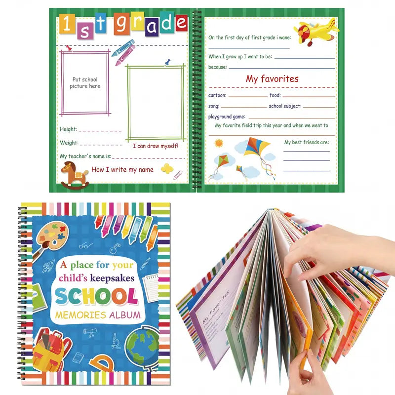 📚❤️School Memory Book - Preschool to 12th Grade Keepsake Album for Cherished School Photos & Childhood Memories
