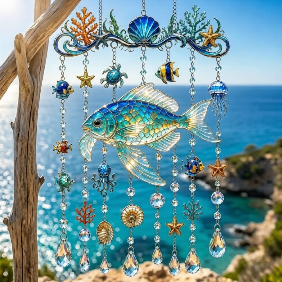 🐋 2D Ocean-Themed Wind Chime – Bring the Ocean Glow to Your Garden (📦Buy 2 Free Shipping)