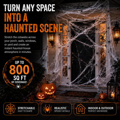 🕷️800 Sq Ft Stretchable Fake Spider Cobwebs