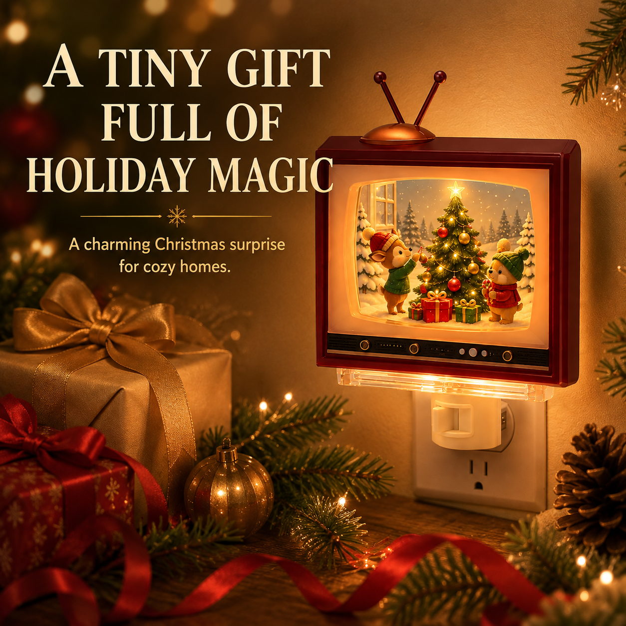 🎄Retro Christmas TV Plug-In Night Light
