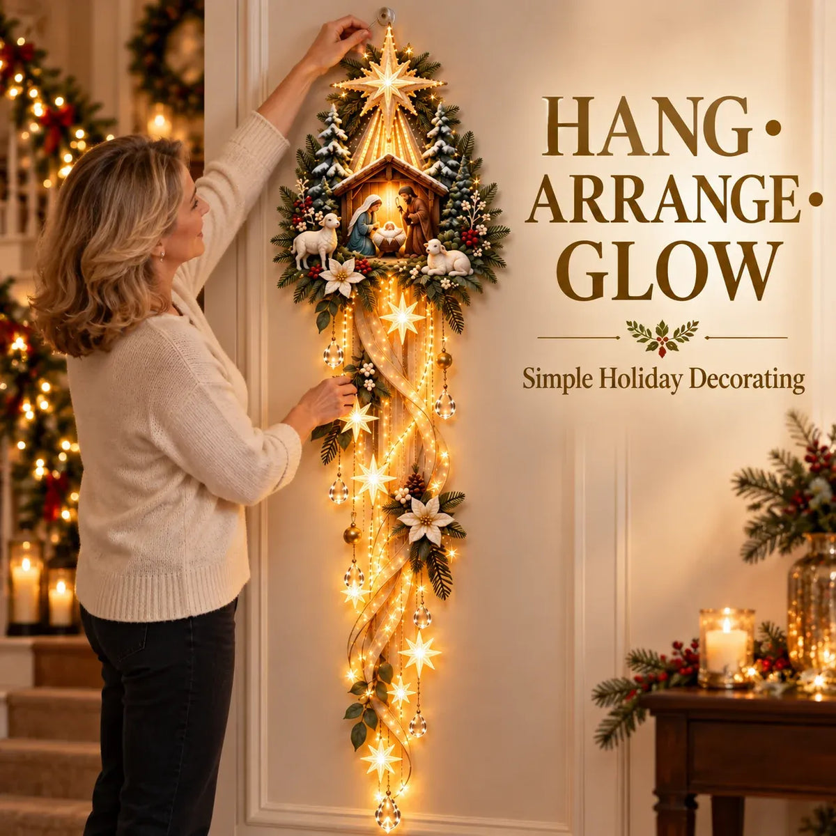⏳ Last Day 49% OFF – ✝️ Nativity Starfall Wall Light | Warm Golden Bethlehem Glow for Christmas Walls & Faith-Filled Homes ⭐