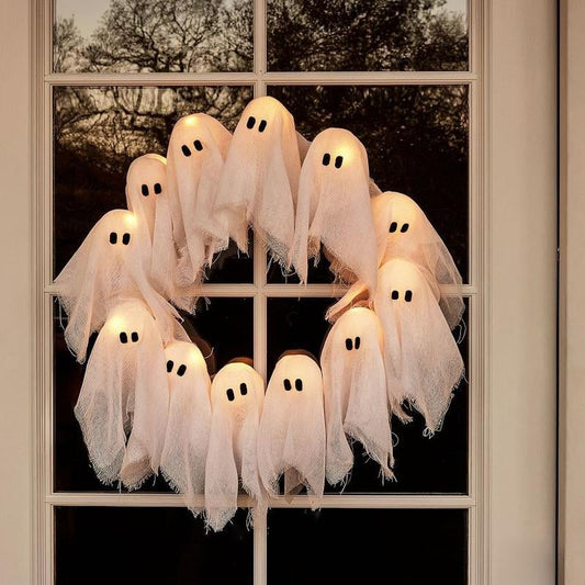 👻15.75" Halloween Lit Ghosts Wreath