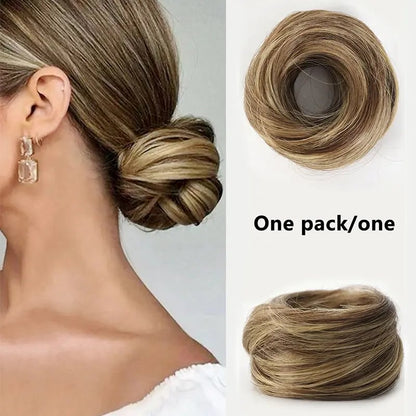 Synthetic Messy Bun Hair Piece for Women, Curly Updo Scrunchie Extension for Instant Volume and a High Crown