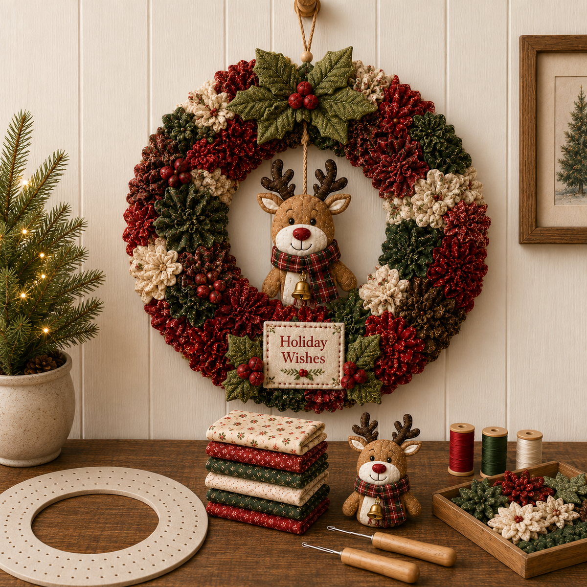 🎄 Christmas Classics Fabric Wreath DIY Kit