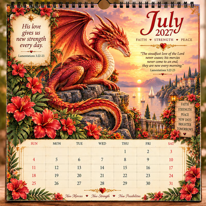 🔥LAST DAY 49% OFF - 🐉📖2027 Dragon Seasons of Faith Calendar – 12 Fantasy Dragons, Scripture & Seasonal Christian Art