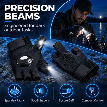 One Pair LED Finger Flashlight Gloves, Hands-Free LED Light Gloves for Fishing,Camping,Repair 🎣