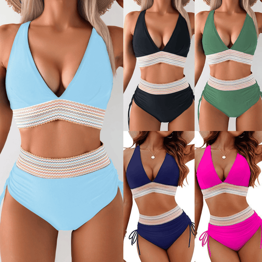 🎁Last Day 49% Off - 2026 High Waisted Tummy Control Color Block Bikini Sets