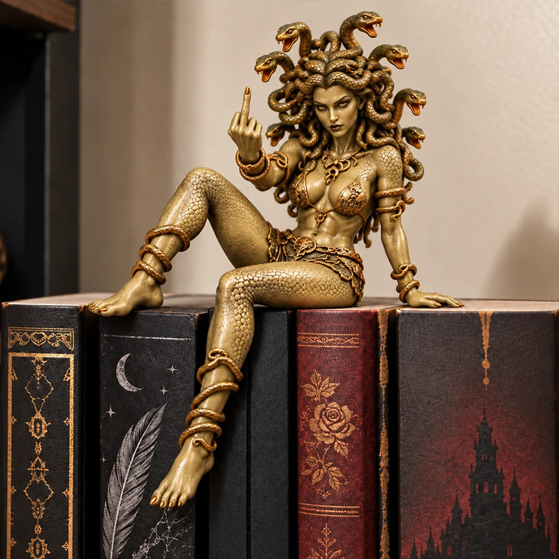 Medusa Goddess Snake Hair Statue, Greek Mythology Gothic Desk Ornament
