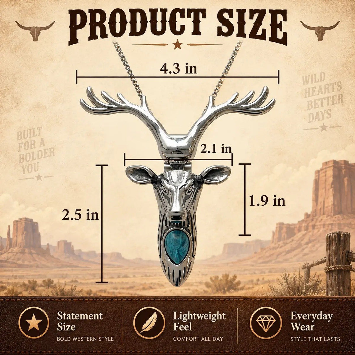 🐐 ✨ Western Skull Pendant Necklace & Belt Clip