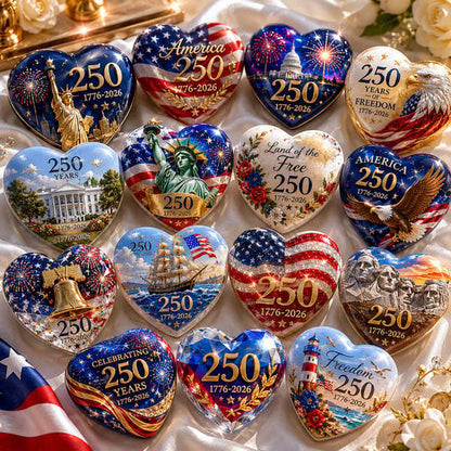 🇺🇸 250th Anniversary Commemorative Heart Ornament Collection | 15-Piece Patriotic Keepsake Set🎁Buy 2 Free Shipping