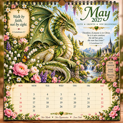 🔥LAST DAY 49% OFF - 🐉📖2027 Dragon Seasons of Faith Calendar – 12 Fantasy Dragons, Scripture & Seasonal Christian Art