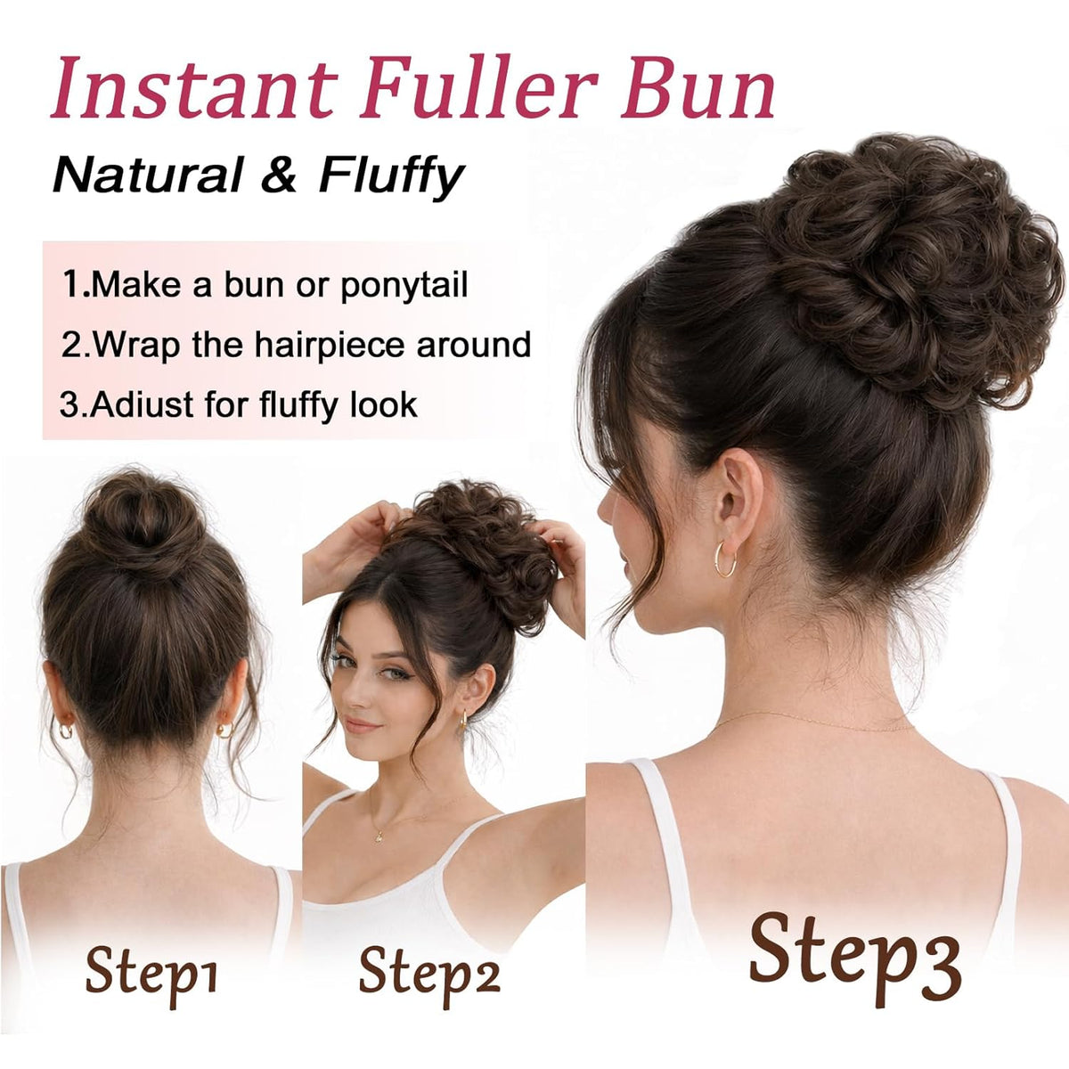 Voluminous Curly Messy Bun Scrunchie for Women