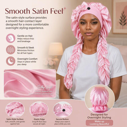 Satin Sleep Bonnet with Long Curling Ribbons for Heatless Curls