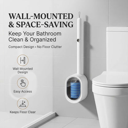 Disposable Toilet Brush Kit with Refills – Wall-Mount Toilet Cleaning System