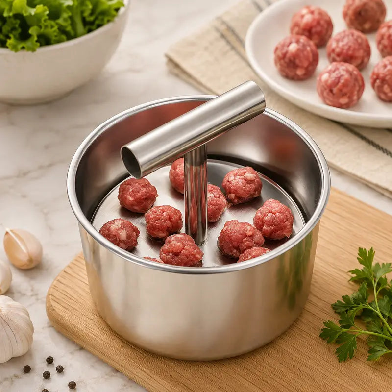Stainless Steel Manual Meatball Maker Tool - 6/12 Ball Mold, Home Kitchen Cooking Utensil