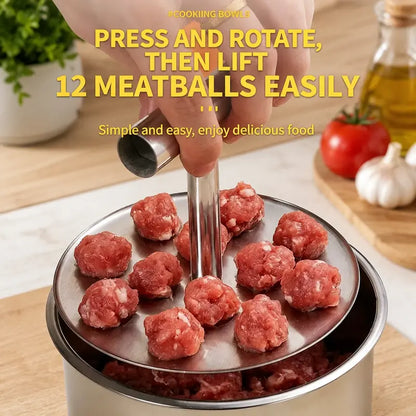 Stainless Steel Manual Meatball Maker Tool - 6/12 Ball Mold, Home Kitchen Cooking Utensil
