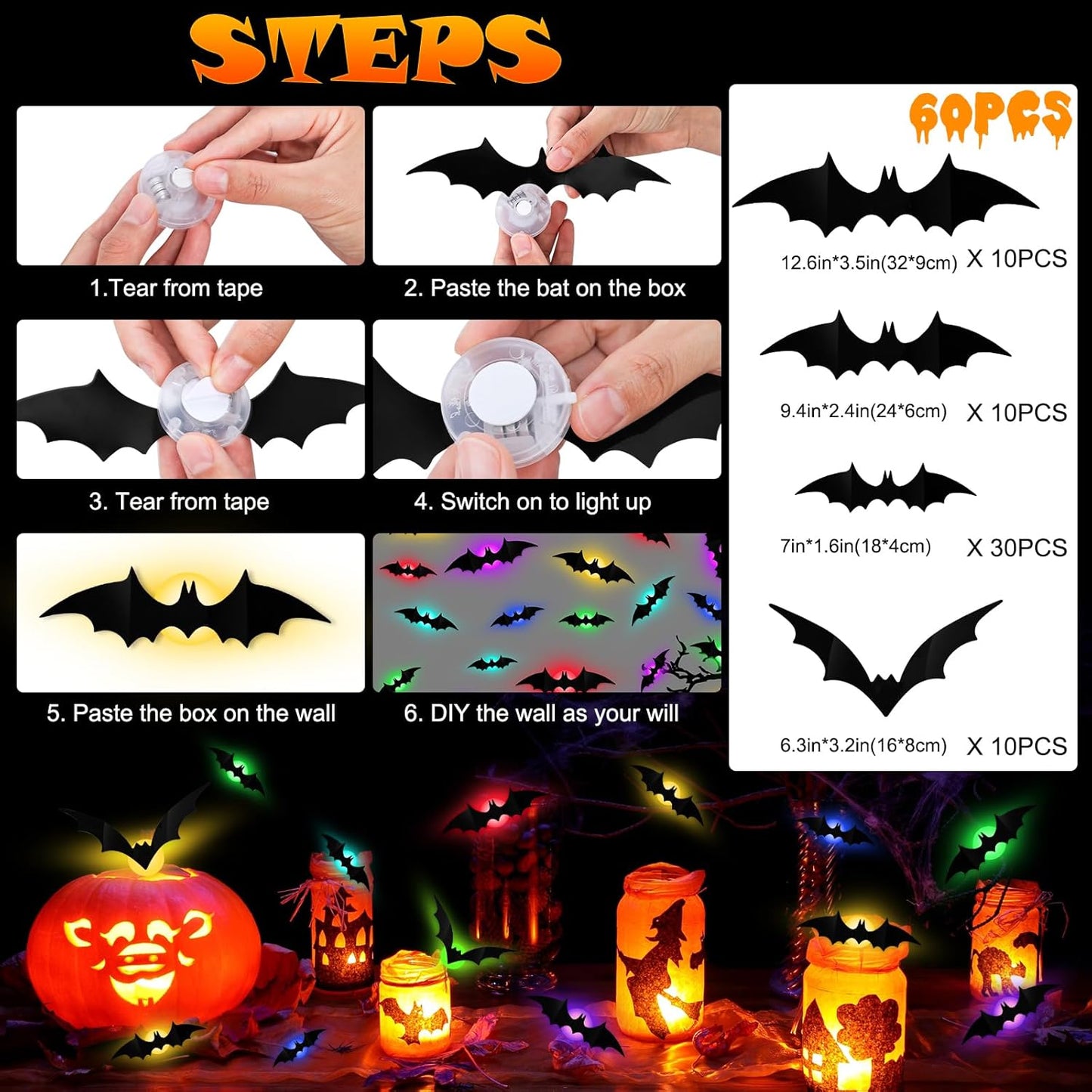🔥Last Day SAVE 48% OFF🦇3D Bat Design LED Decoration🕷️