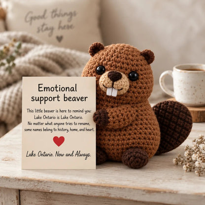 Lake Ontario Emotional Support Beaver | Canadian Crochet Keepsake with Message Card