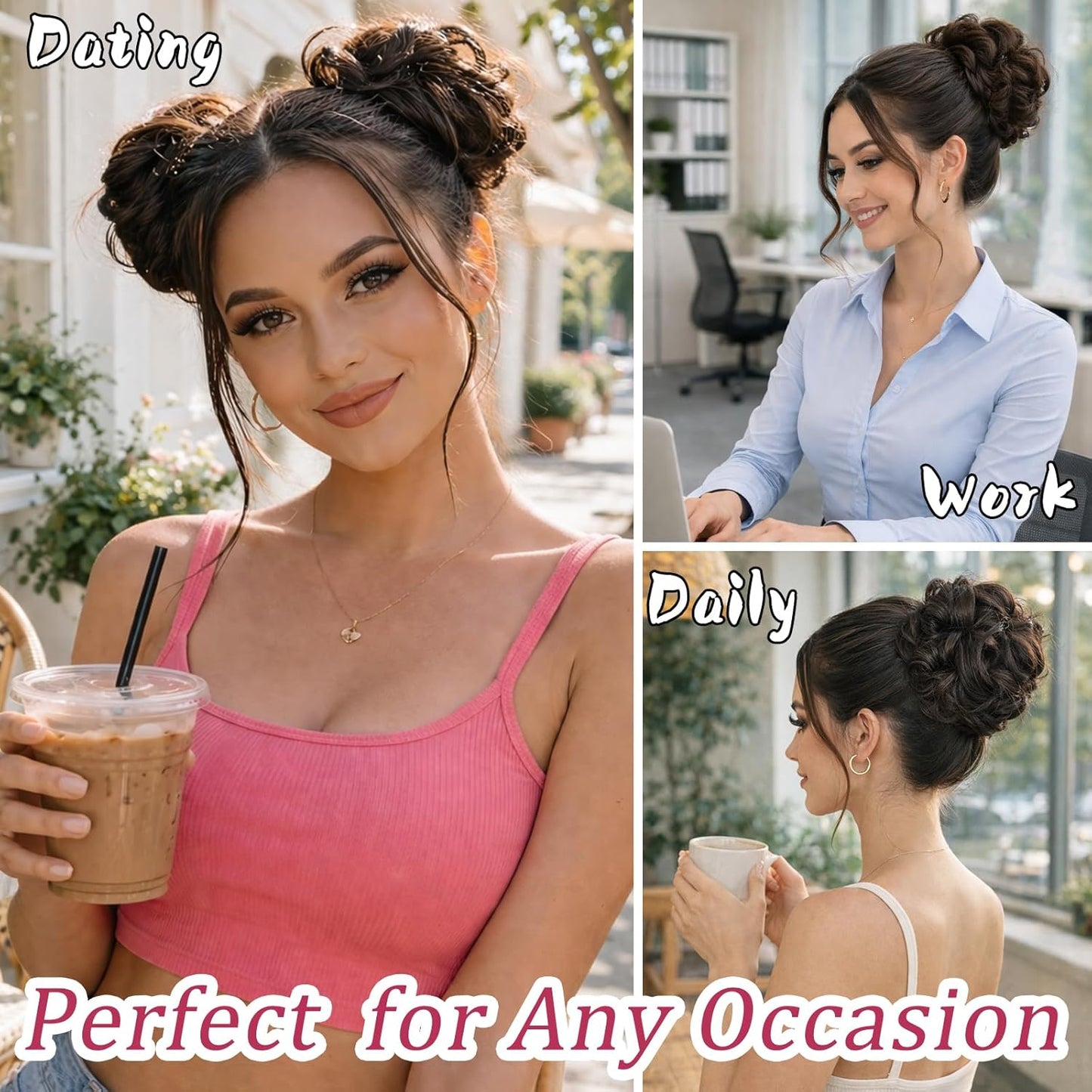 Voluminous Curly Messy Bun Scrunchie for Women