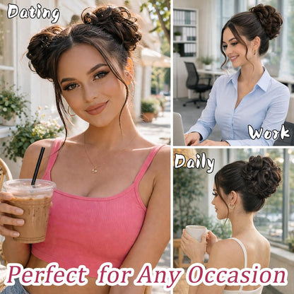 Voluminous Curly Messy Bun Scrunchie for Women