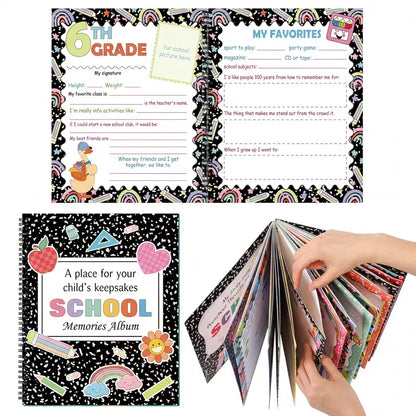 📚❤️School Memory Book - Preschool to 12th Grade Keepsake Album for Cherished School Photos & Childhood Memories