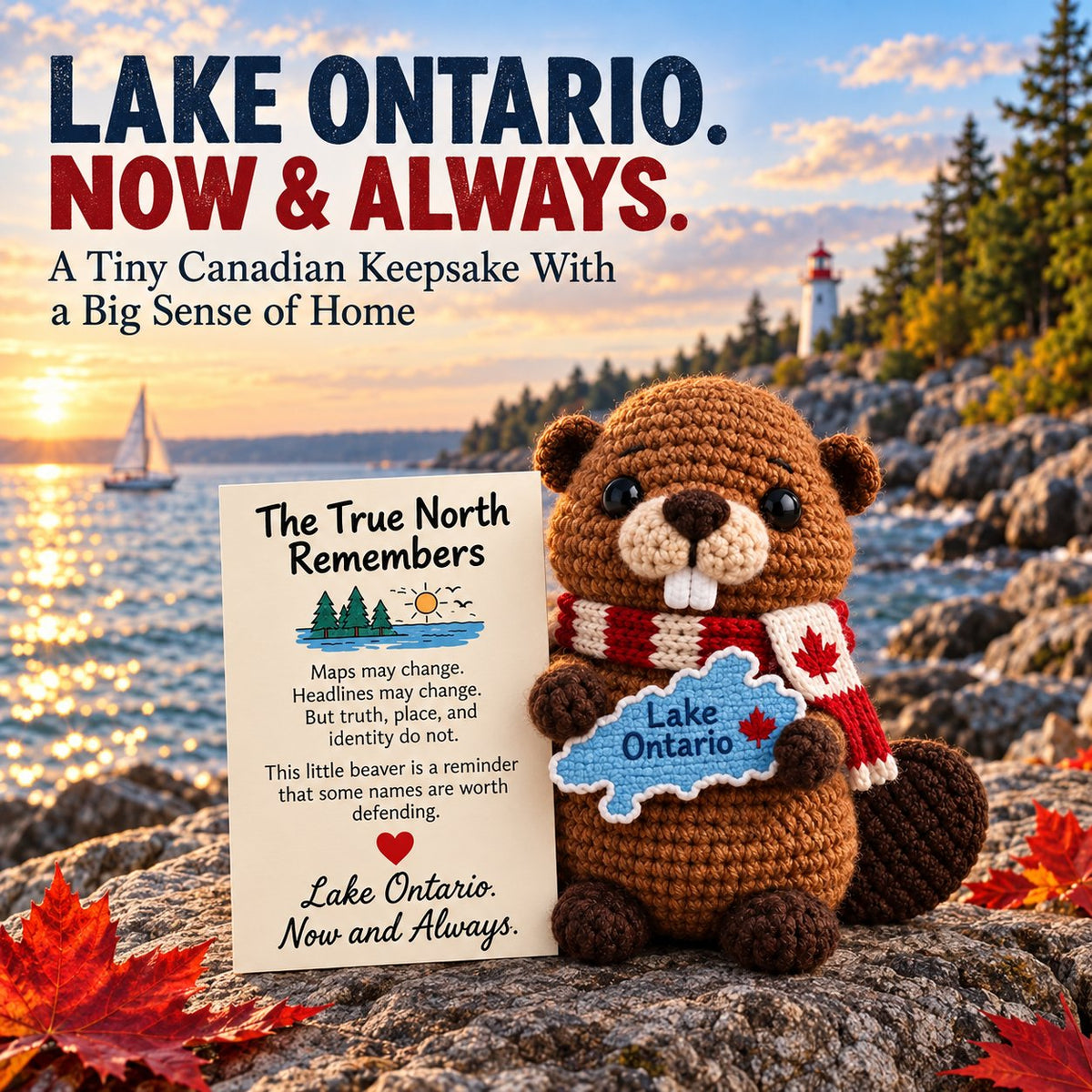 Lake Ontario Emotional Support Beaver | Canadian Crochet Keepsake with Message Card