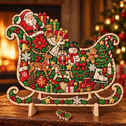 🎄 ✨ Intricate Christmas Keepsake Wooden Puzzle Ornaments – Artistic Festive Tabletop Décor
