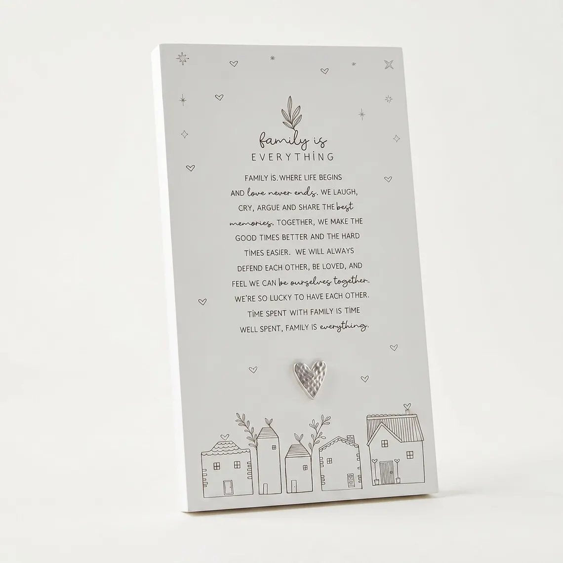❤️✨Family Is Everything Plaque Gift – Standing Plaque With Sentimental Quote & Raised Heart