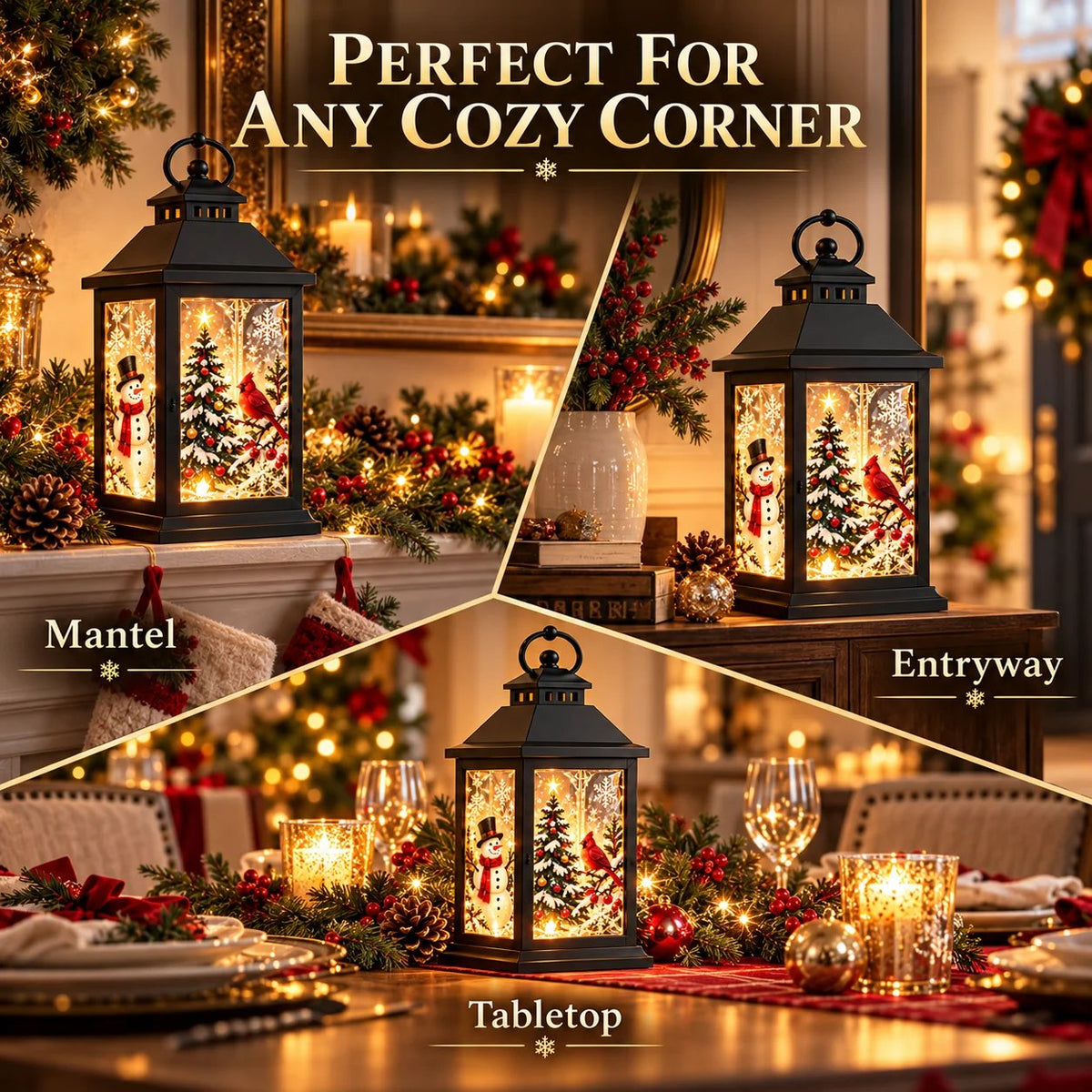 🎄✨ Interchangeable Crystal Lantern™ – Light-Up Holiday Décor