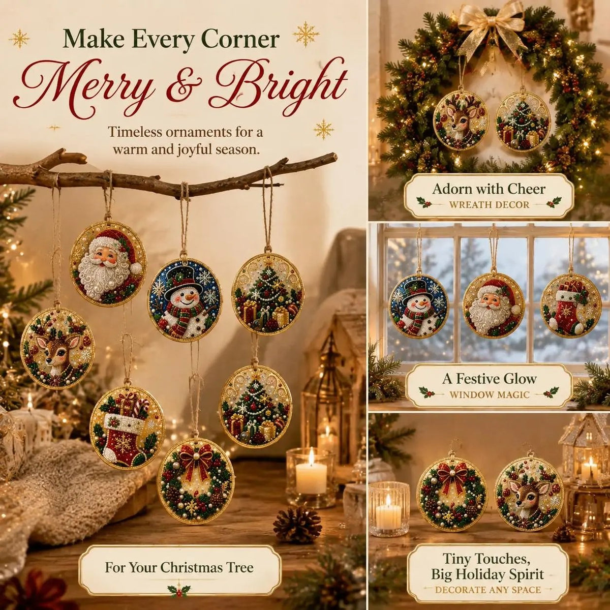 🔥Hot Sale 49% Off🎄Christmas DIY Diamond Painting Ornaments Kit (6-Piece) – Xmas Tree Hanging Craft Decoration