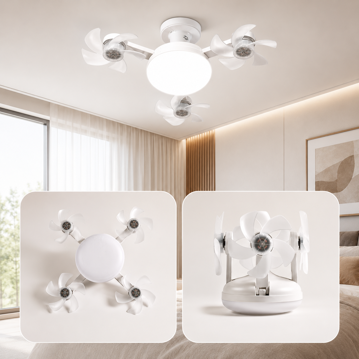 🌀 E27 Ceiling Fan Light | Silent LED with Remote
