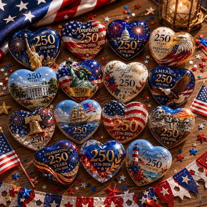 🇺🇸 250th Anniversary Commemorative Heart Ornament Collection | 15-Piece Patriotic Keepsake Set🎁Buy 2 Free Shipping