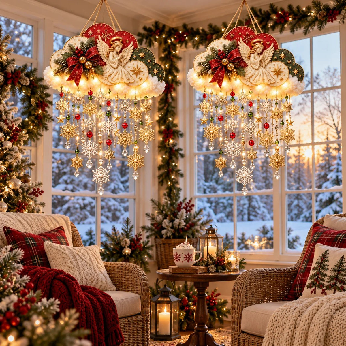 🔥Buy 2 Get 20% OFF🔥✨ Angelic Christmas Snowfall Cloud – Lighted Hanging Holiday Decor☁️✨