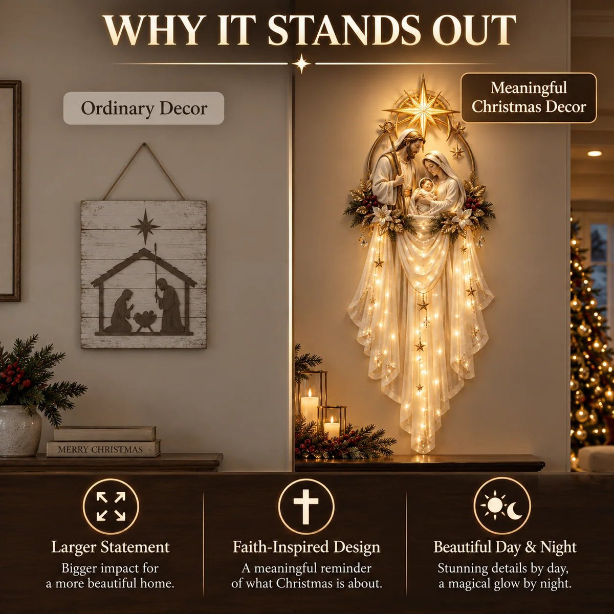 ✨49% OFF Today | Holy Family Star Veil™ – Meaningful Christmas Wall Decor