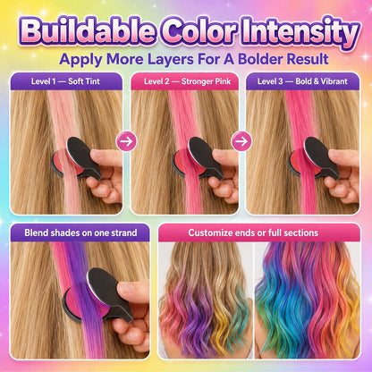12-Color Temporary Hair Chalk Applicator Set