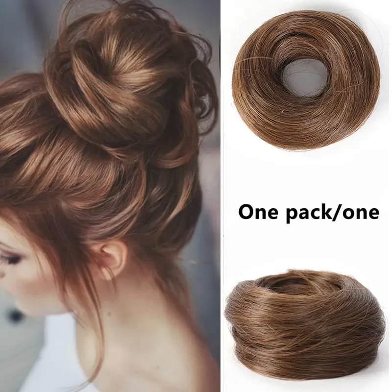 Synthetic Messy Bun Hair Piece for Women, Curly Updo Scrunchie Extension for Instant Volume and a High Crown