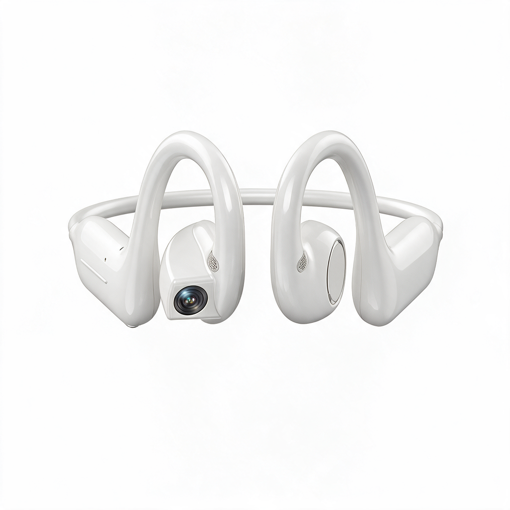 E12 Bone Conduction Bluetooth Headphones With 8MP EIS Stabilized Camera, 160+ Languages Instant Translation