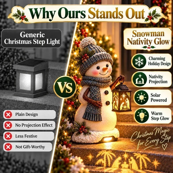 Snowman Nativity Glow compared with ordinary step light